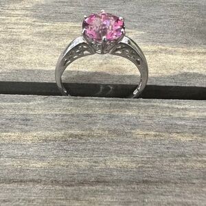 Sterling Silver 925 Pink Ring Thailand Size: 10
